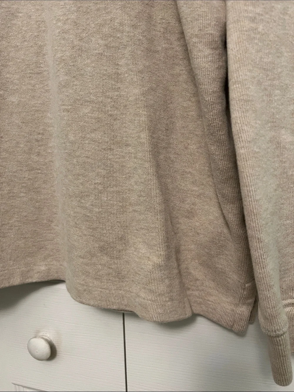 Polo by Ralph Lauren Mens Quarter-Zip Sweater Tan with Brown Pony